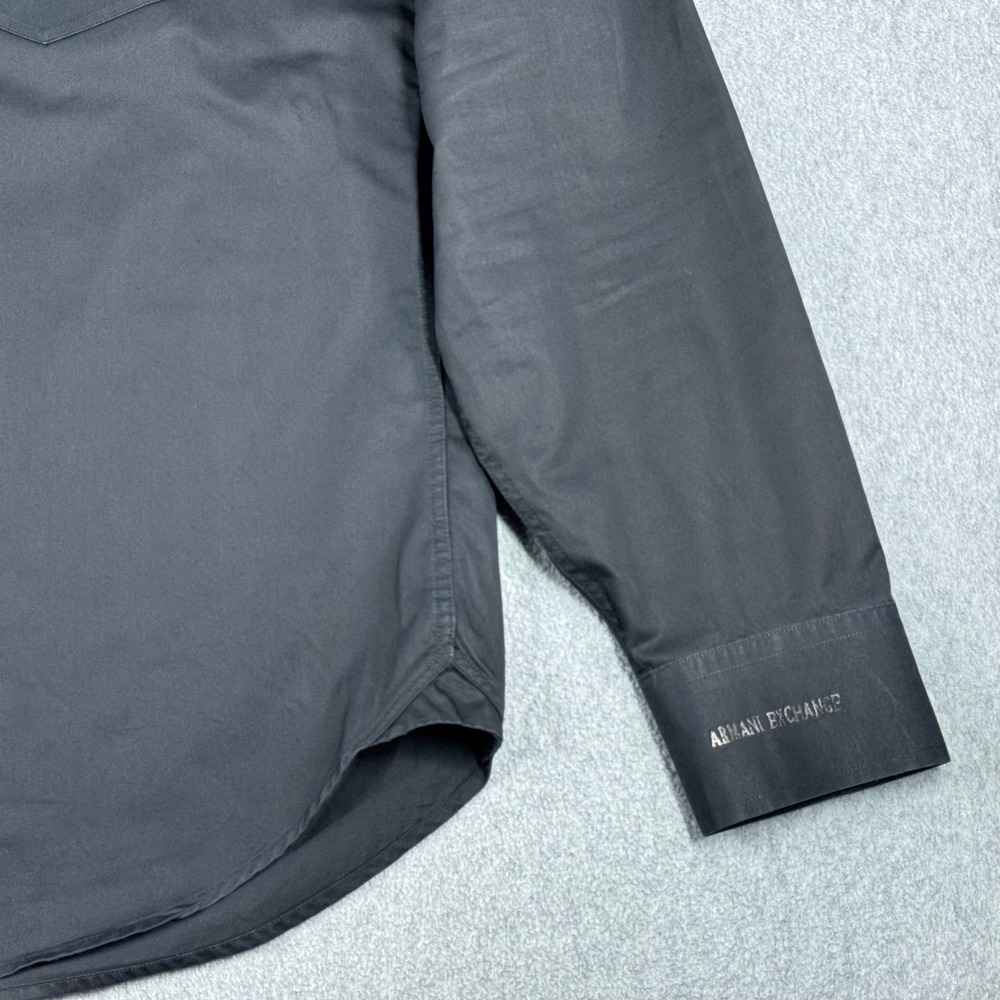 AX Armani Exchange Mens L Shirt Black Button Up Pocket Long Sleeve - Picture 3 of 6